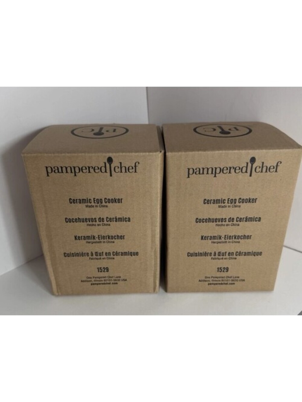 New Lot of 2 Pampered Chef Ceramic Microwave Egg Cooker #1529 White